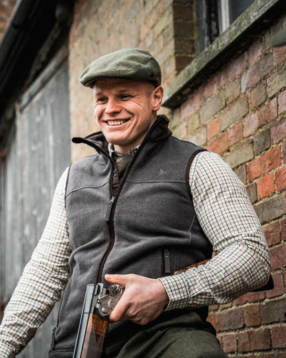 Dark Grey Melange coloured Seeland Woodcock Earl Waistcoat on outdoor background #colour_dark-grey-melange