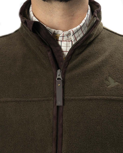 Pine Green Melange coloured Seeland Woodcock Earl Waistcoat on white background #colour_pine-green-melange