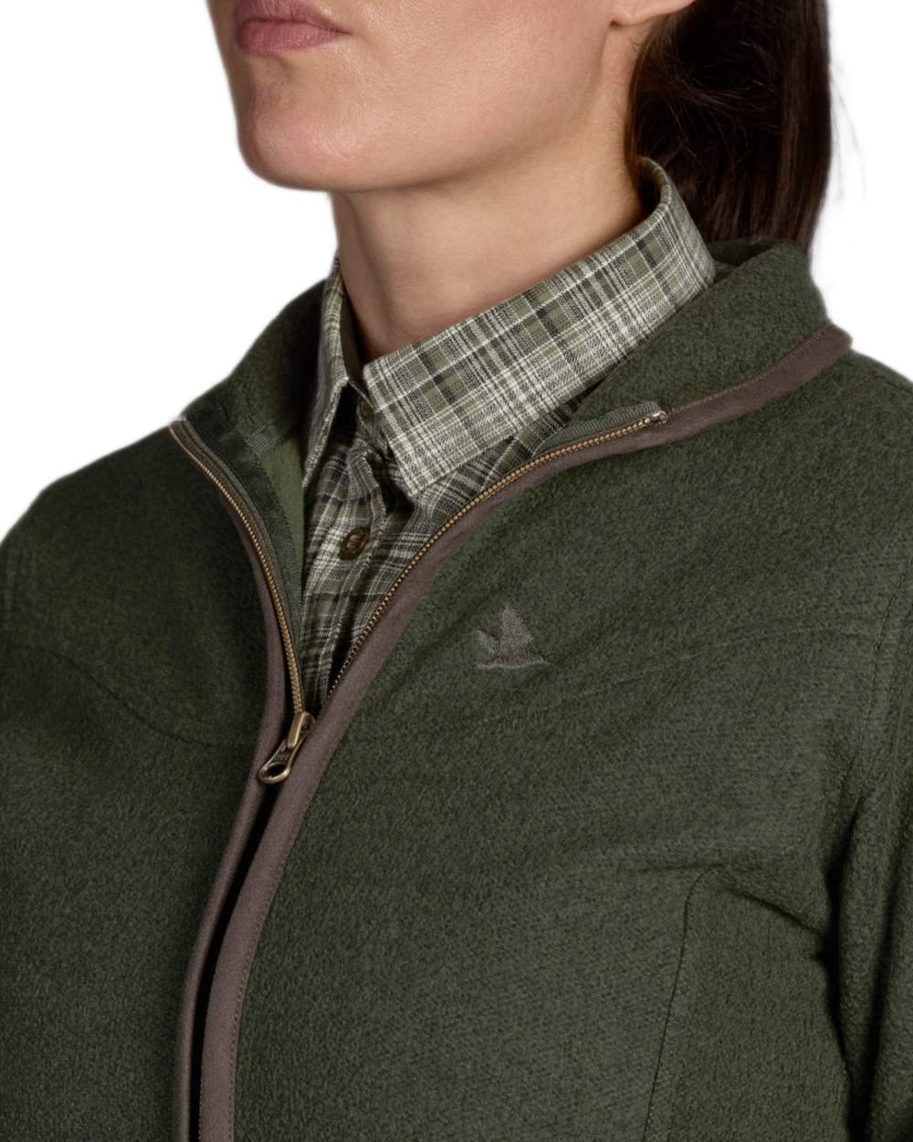 Classic Green Coloured Seeland Woodcock Ladies Fleece on White background #colour_classic-green