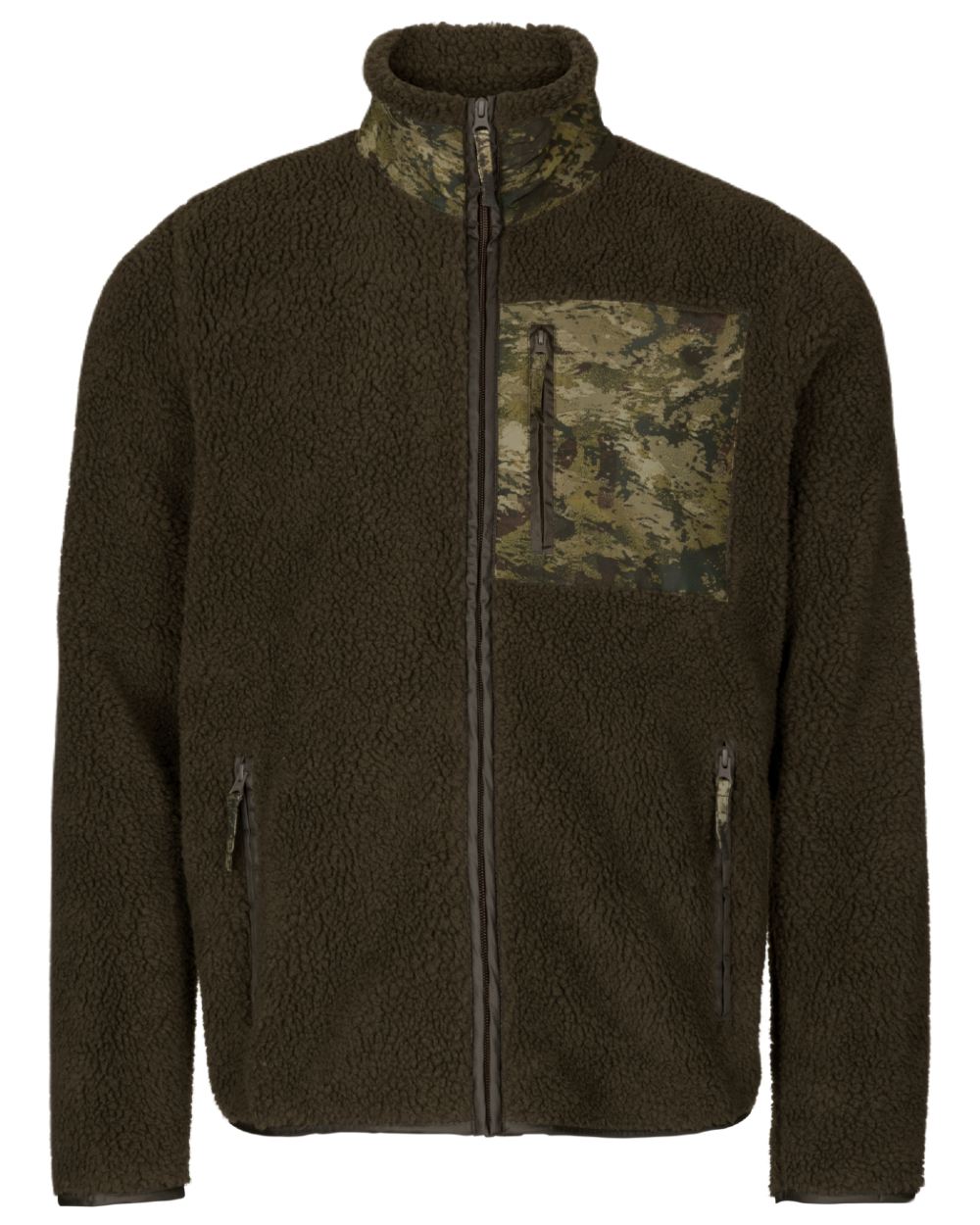 Grizzly Brown Coloured Seeland Zephyr Camo Fleece Jacket on White background #colour_grizzly-brown