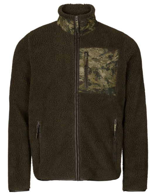 Grizzly Brown Coloured Seeland Zephyr Camo Fleece Jacket on White background #colour_grizzly-brown