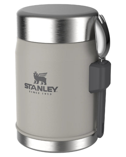 Ash coloured Stanley Classic Legendary Food Jar and Spork 0.4L on white background #colour_ash