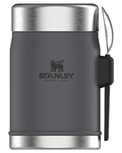 Charcoal coloured Stanley Classic Legendary Food Jar and Spork 0.4L on white background #colour_charcoal