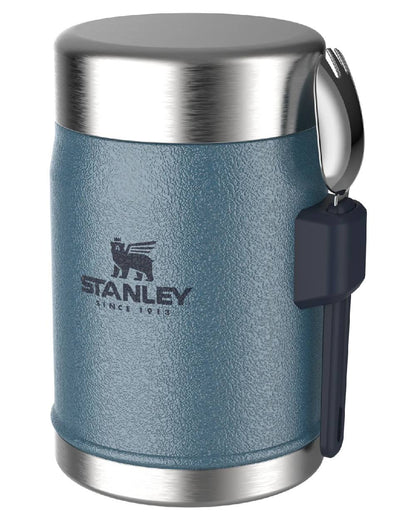 Hammertone Lake coloured Stanley Classic Legendary Food Jar and Spork 0.4L on white background #colour_hammertone-lake