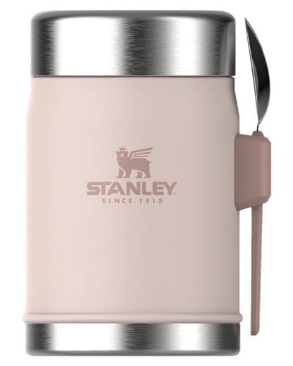 Rose Quartz Coloured Stanley Classic Legendary Food Jar and Spork 0.4L on white background #colour_rose-quartz
