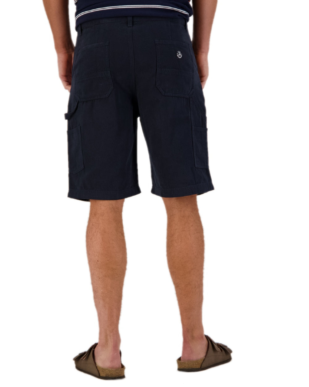 Navy Coloured Swanndri Glenbrook Shorts on white background #colour_navy