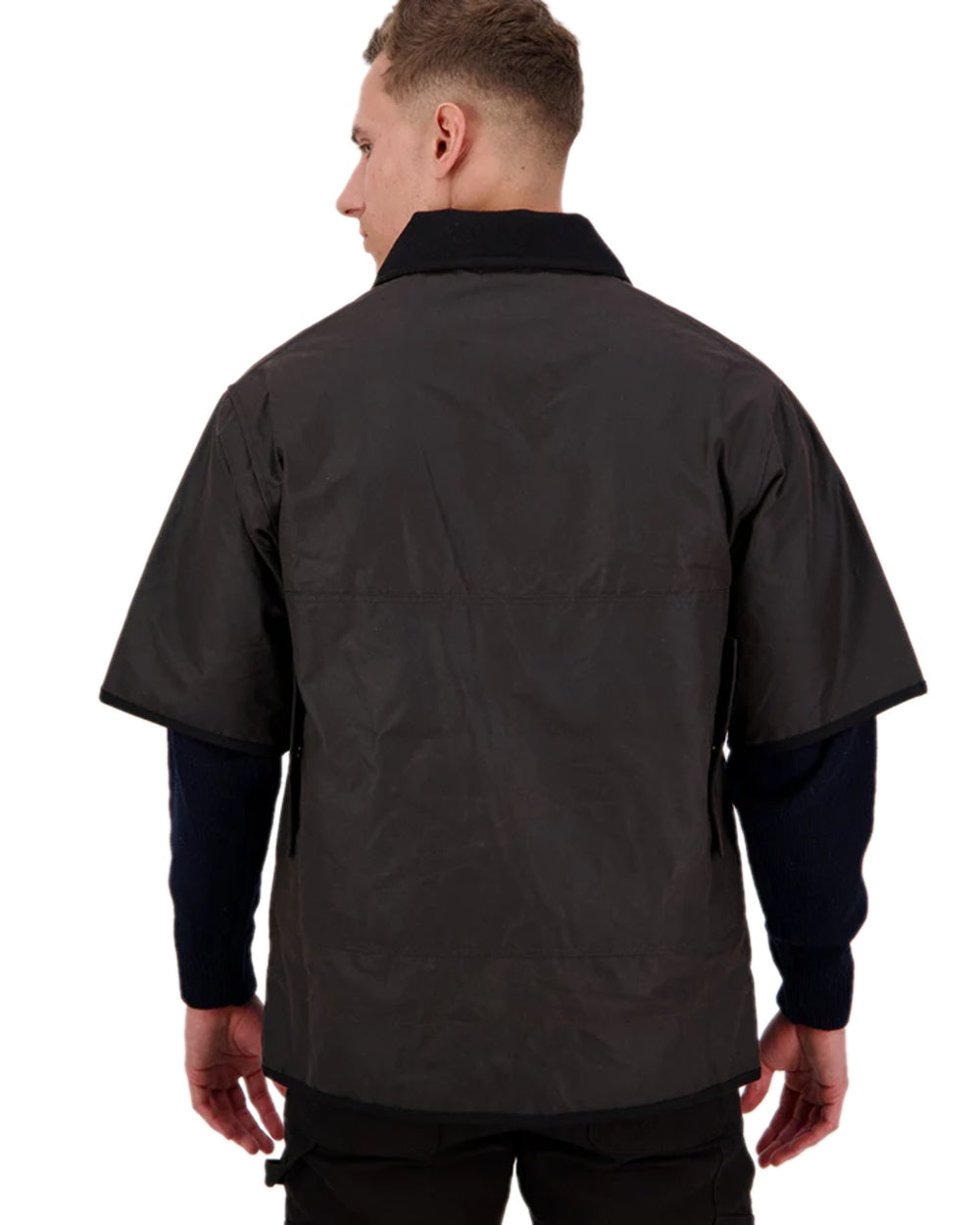 Brown Coloured Swanndri Mens 3/4 Sleeve Oilskin Jacket on white background #colour_brown