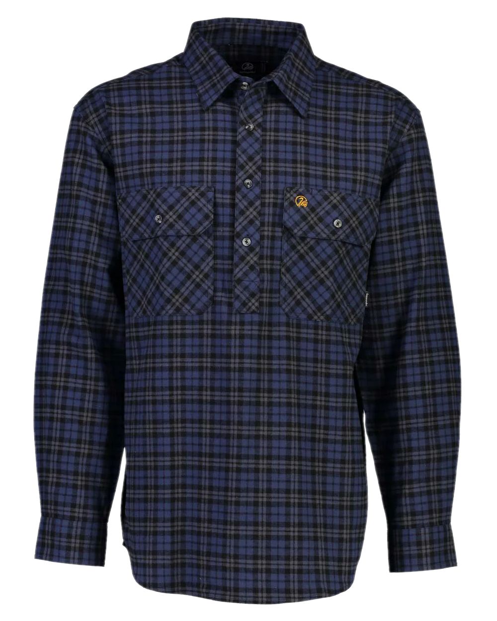 Blue Coloured Swanndri Mens Barn Shirt on white background #colour_blue