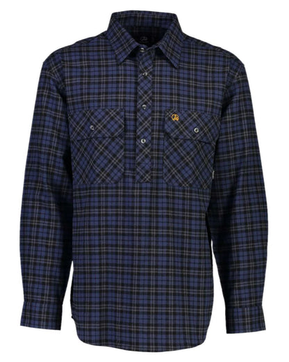 Blue Coloured Swanndri Mens Barn Shirt on white background #colour_blue
