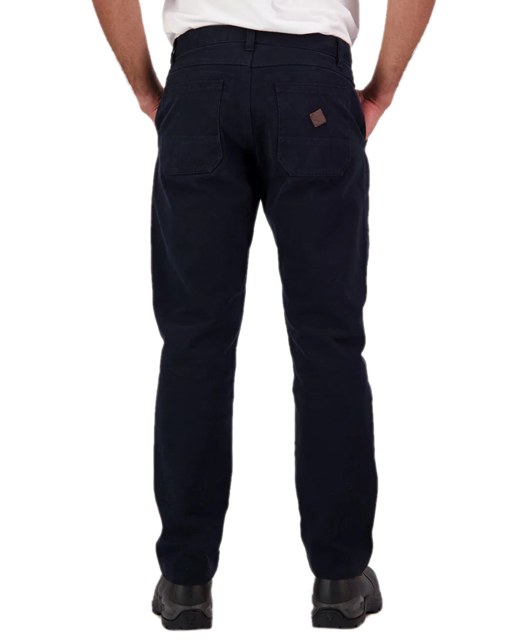 Navy Coloured Swanndri Mens Bedrock Canvas Work Pant on white  background #colour_navy