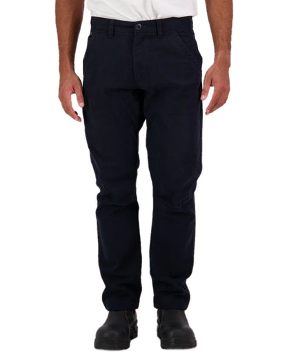 Navy Coloured Swanndri Mens Bedrock Canvas Work Pant on white  background #colour_navy