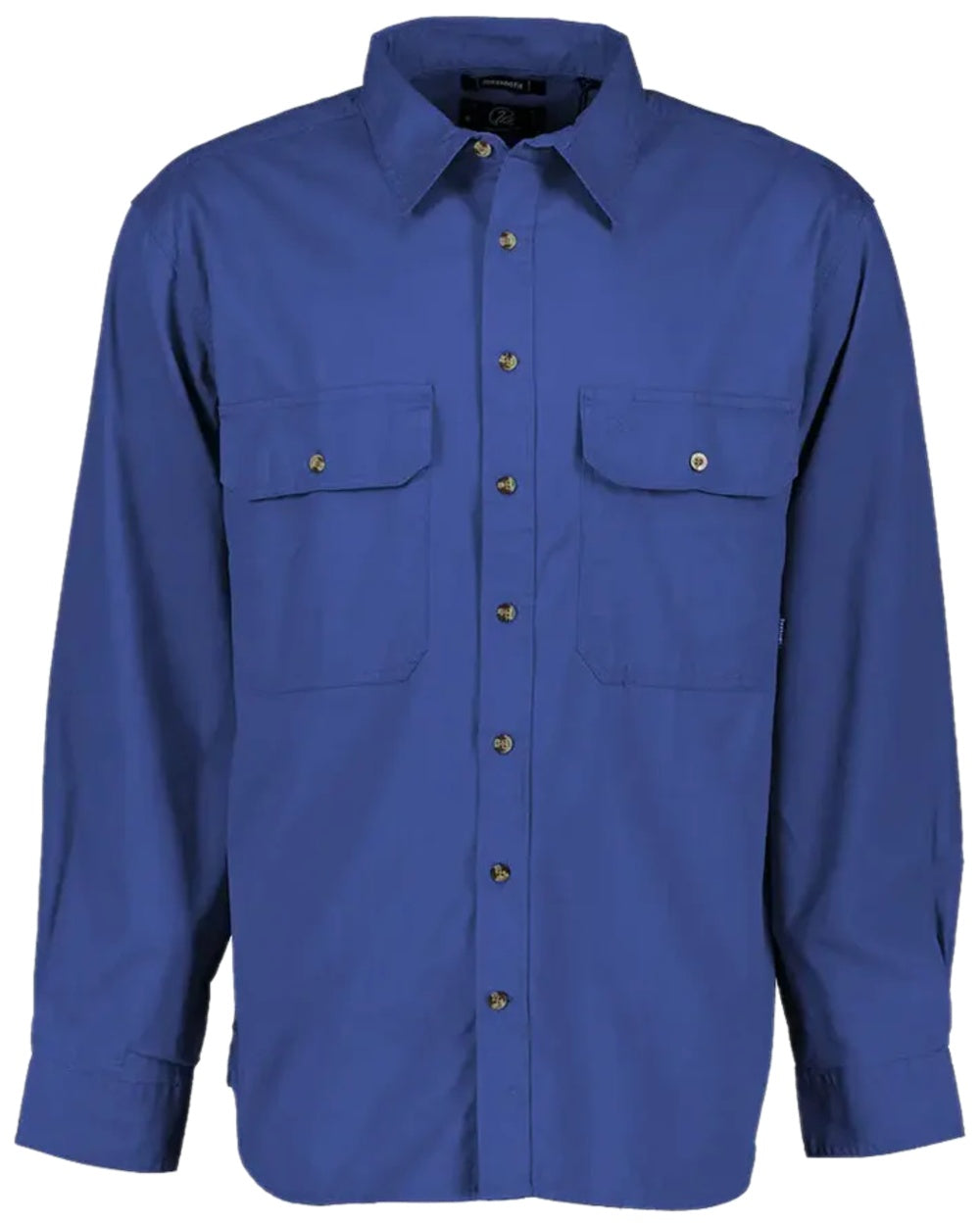 Midnight Navy Coloured Swanndri Mens Byron Long Sleeve Shirt on white background #colour_midnight-navy