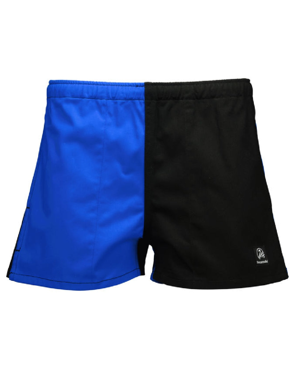 Blue Black Coloured Swanndri Mens Chequered Rugby Short on white background #colour_blue-black