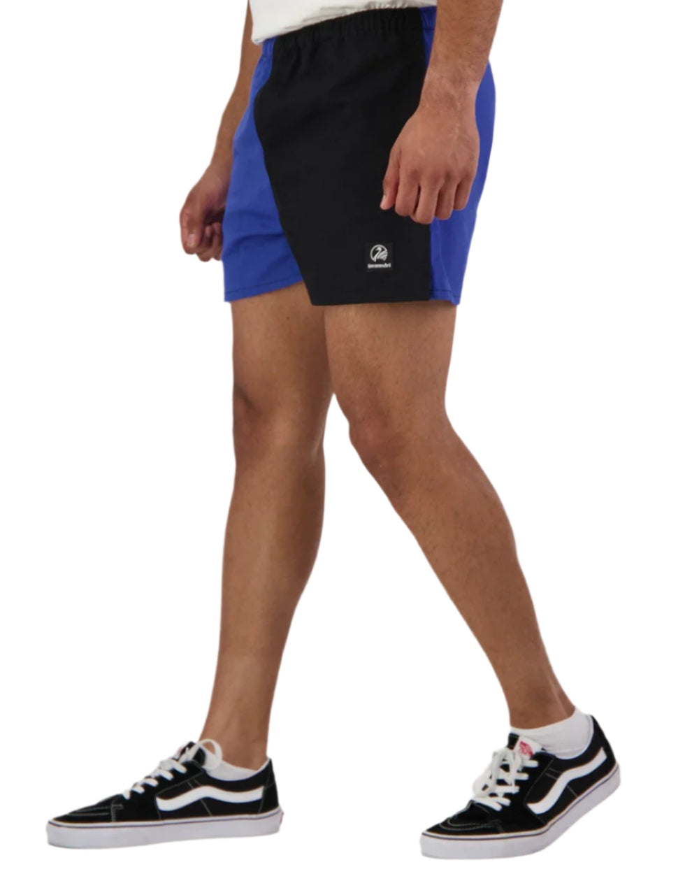 Blue Black Coloured Swanndri Mens Chequered Rugby Short on white background #colour_blue-black