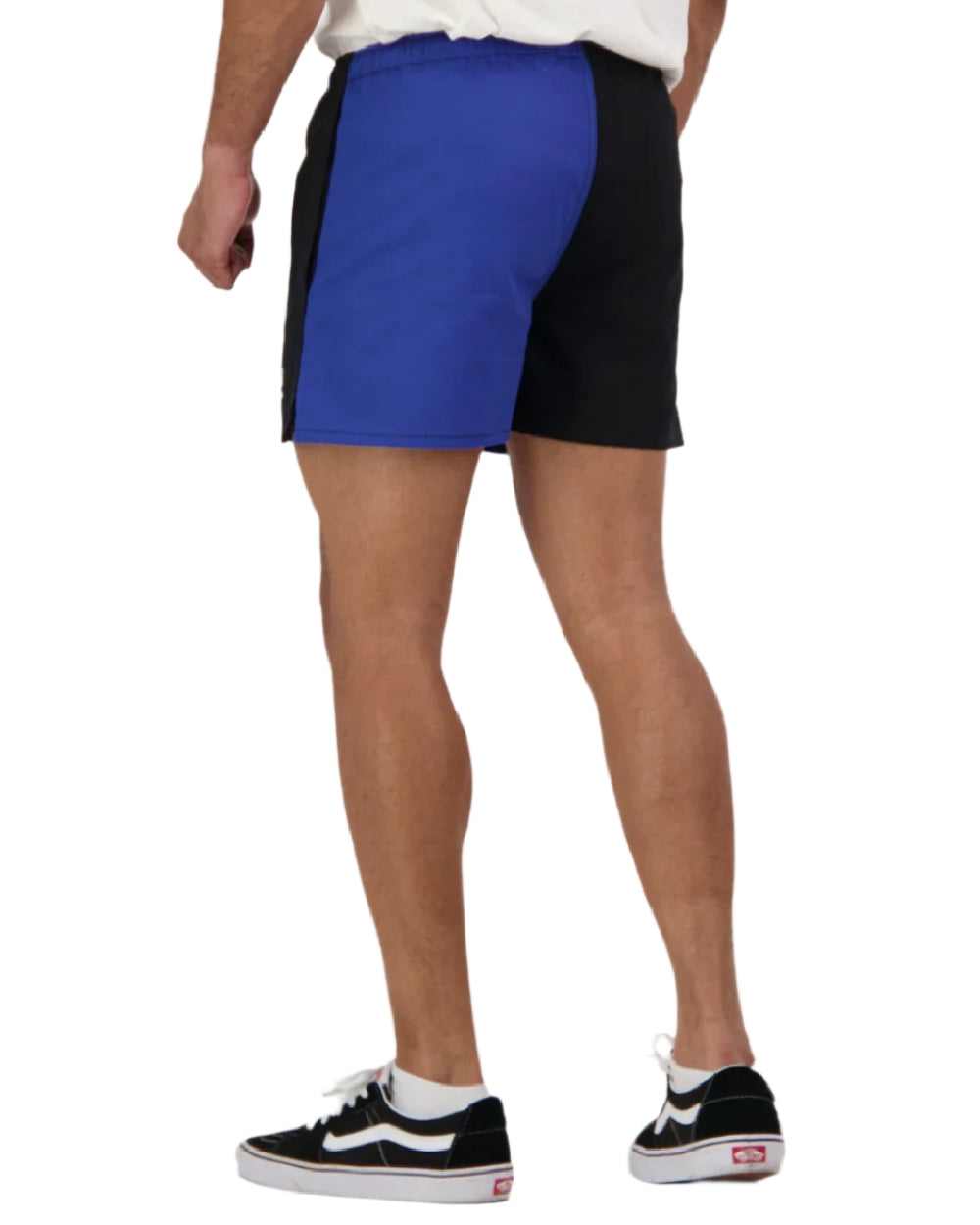 Blue Black Coloured Swanndri Mens Chequered Rugby Short on white background #colour_blue-black