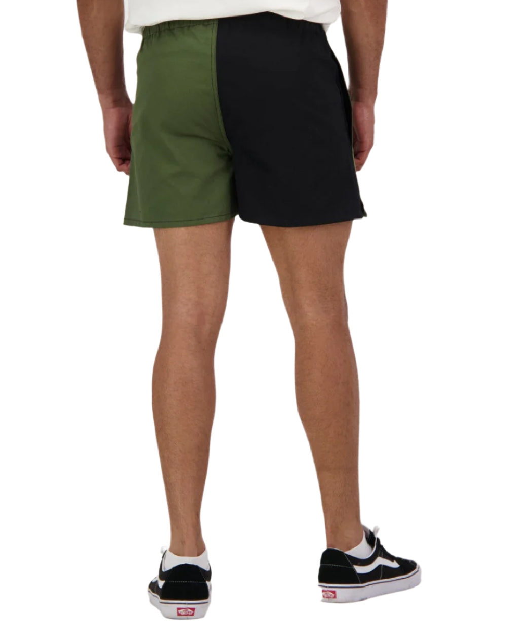 Olive Black Coloured Swanndri Mens Chequered Rugby Short on white background #colour_olive-black