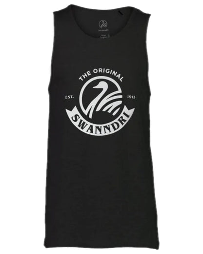 Black White Coloured Swanndri Mens Classic Singlet on white background #colour_black-white
