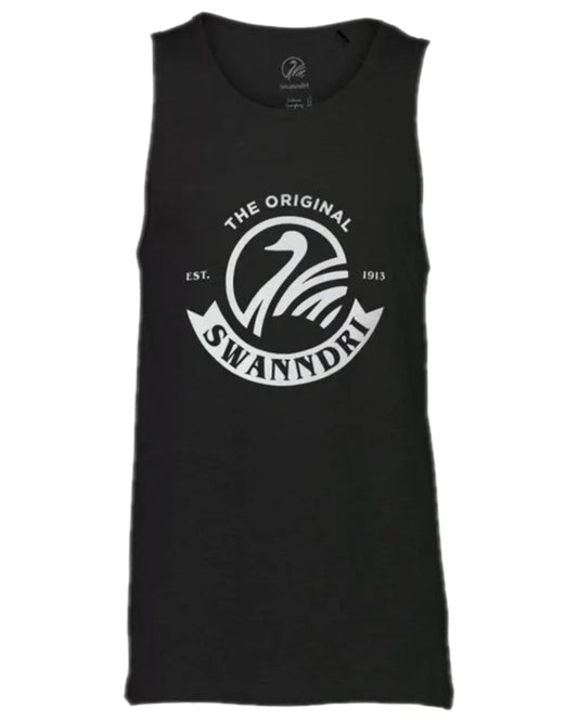 Black White Coloured Swanndri Mens Classic Singlet on white background #colour_black-white