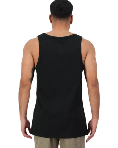 Black White Coloured Swanndri Mens Classic Singlet on white background #colour_black-white