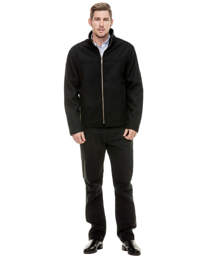 Black Coloured Swanndri Mens Falcon Wool Jacket on white background #colour_black