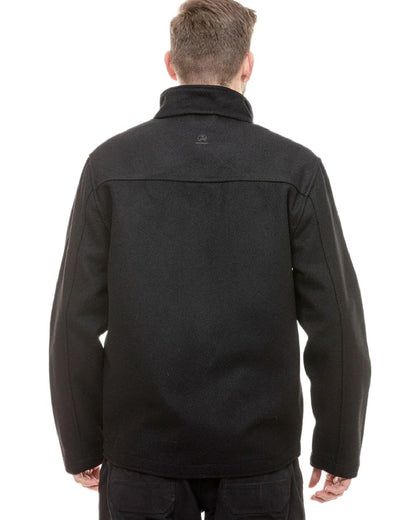 Black Coloured Swanndri Mens Falcon Wool Jacket on white background #colour_black
