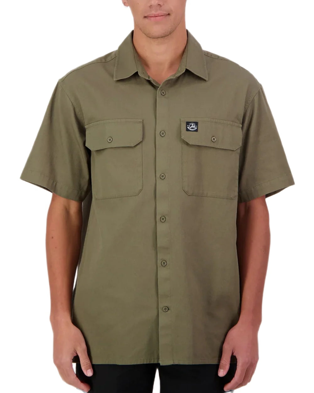 Clover Coloured Swanndri Mens Fundamentals Short Sleeve Work Shirt on white background #colour_clover