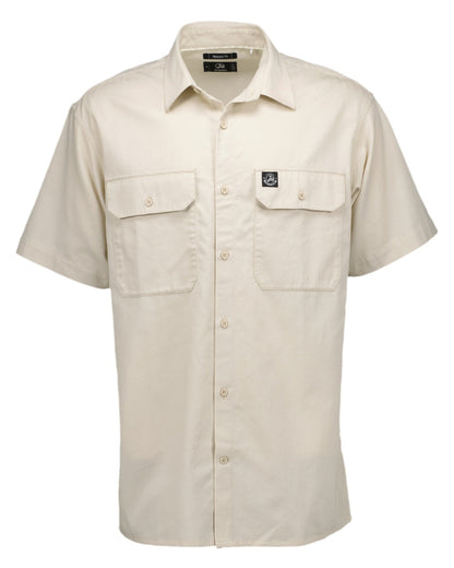 Light Taupe Coloured Swanndri Mens Fundamentals Short Sleeve Work Shirt on white background #colour_light-taupe