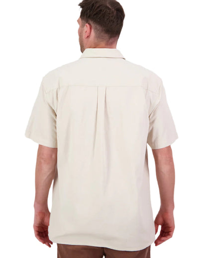 Light Taupe Coloured Swanndri Mens Fundamentals Short Sleeve Work Shirt on white background #colour_light-taupe