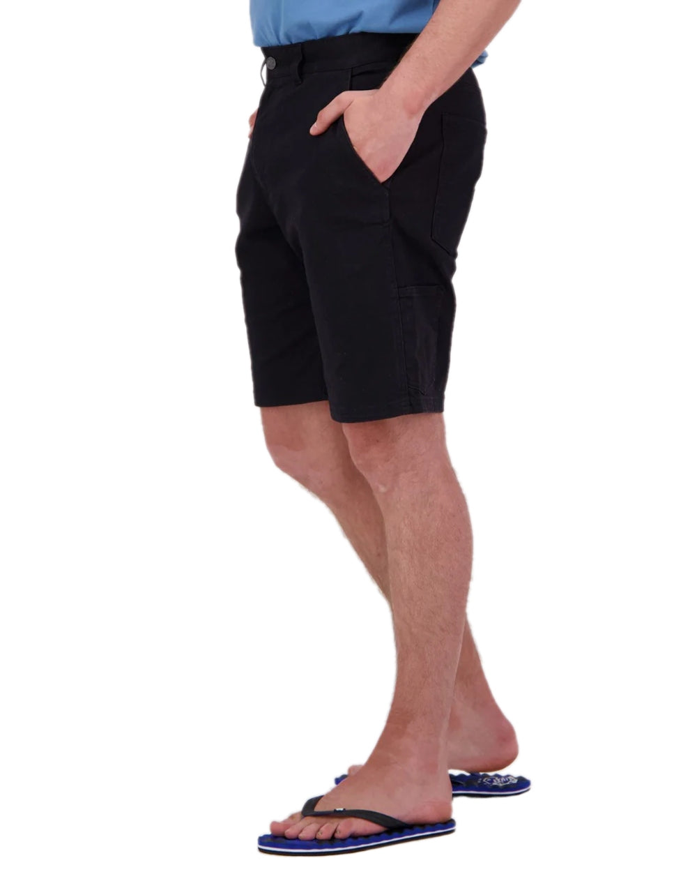 Black Coloured Swanndri Mens Glenbrook V3 Work Short on white background #colour_black