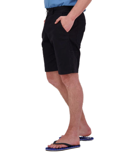 Black Coloured Swanndri Mens Glenbrook V3 Work Short on white background #colour_black