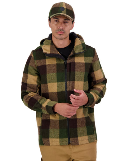 Checkamo Coloured Swanndri Mens Hudson Wool Hoodie on white background #colour_checkamo