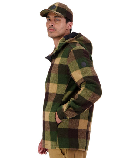 Checkamo Coloured Swanndri Mens Hudson Wool Hoodie on white background #colour_checkamo