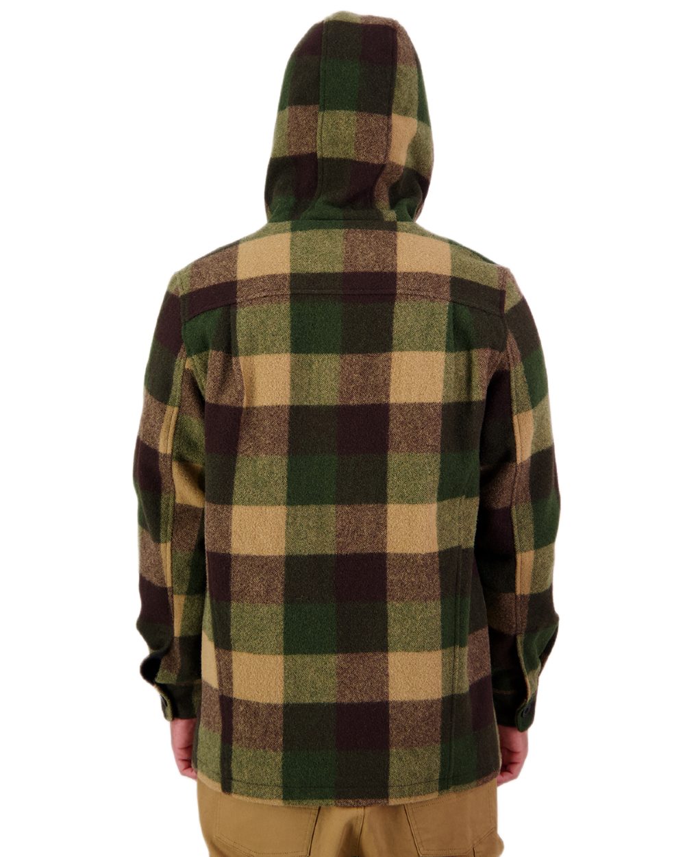 Checkamo Coloured Swanndri Mens Hudson Wool Hoodie on white background #colour_checkamo