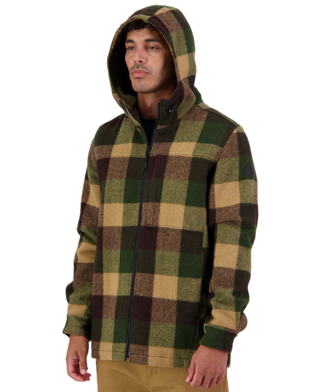 Checkamo Coloured Swanndri Mens Hudson Wool Hoodie on white background #colour_checkamo