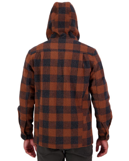 Shadow Rusty Check Coloured Swanndri Mens Hudson Wool Hoodie on white background #colour_shadow-rusty-check