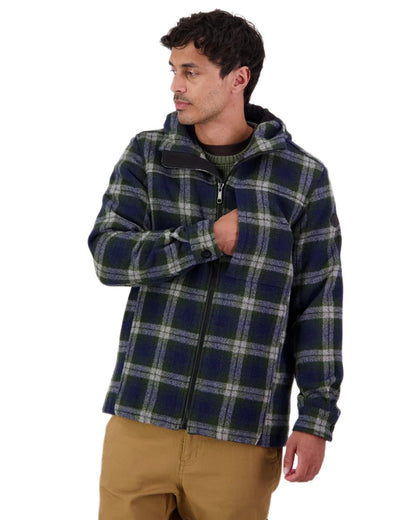Thornton Check Coloured Swanndri Mens Hudson Wool Hoodie on white background #colour_thornton-check