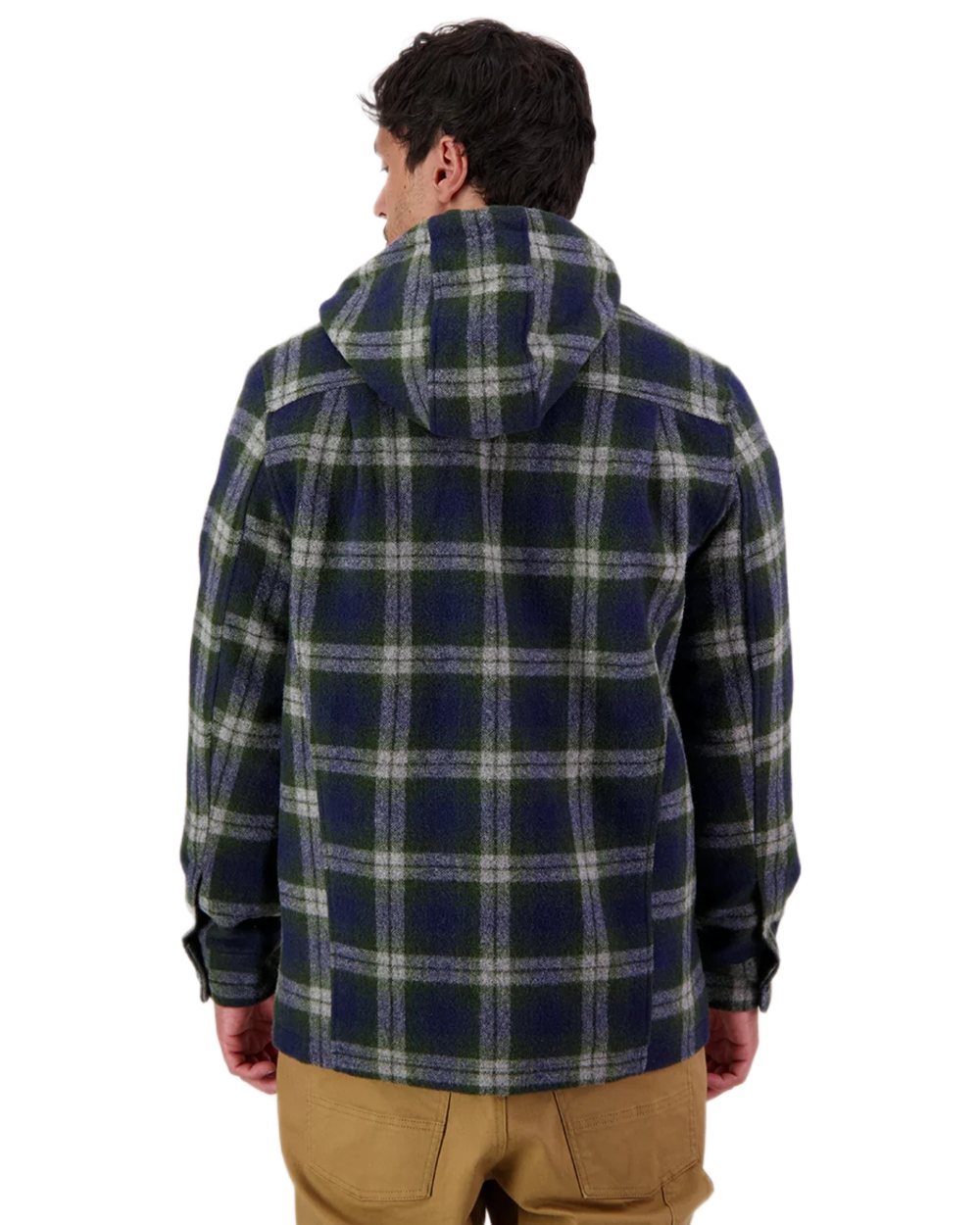 Thornton Check Coloured Swanndri Mens Hudson Wool Hoodie on white background #colour_thornton-check
