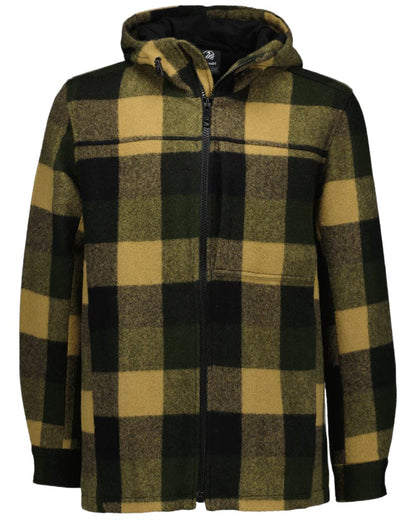 Yellowstone Check Coloured Swanndri Mens Hudson Wool Hoodie on white background #colour_yellowstone-check