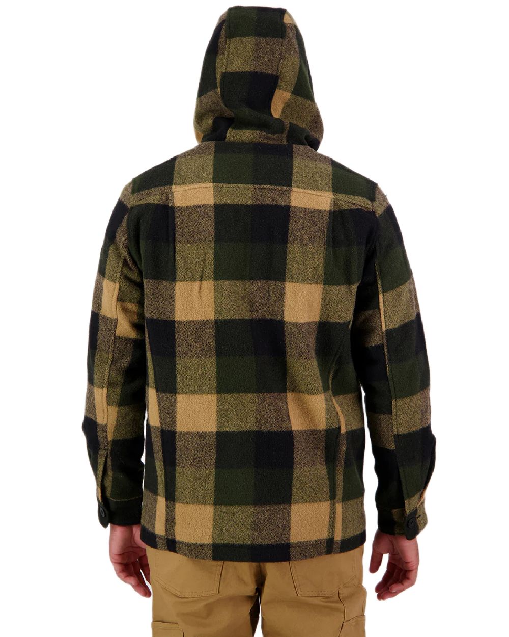 Yellowstone Check Coloured Swanndri Mens Hudson Wool Hoodie on white background #colour_yellowstone-check