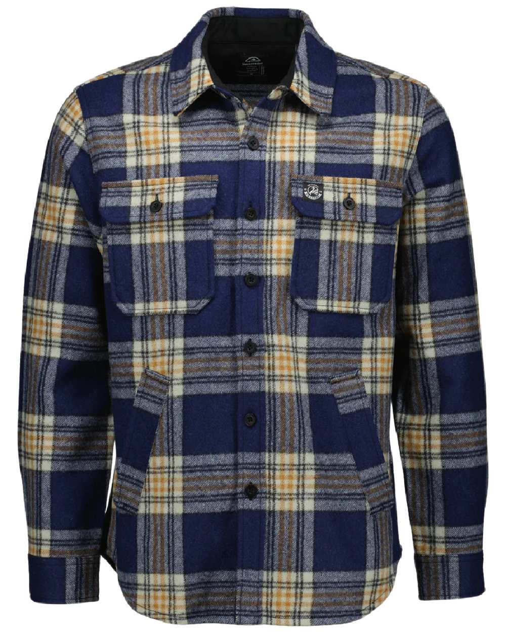 Atlantic Check Coloured Swanndri Mens Kiaraki V3 Wool Shacket on white background #colour_atlantic-check