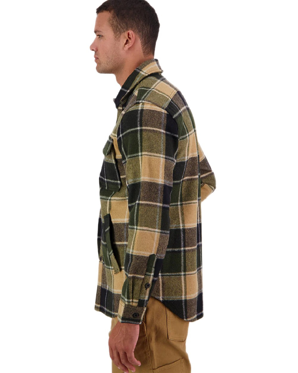 Denver Check Coloured Swanndri Mens Kiaraki V3 Wool Shacket on white background #colour_denver-check