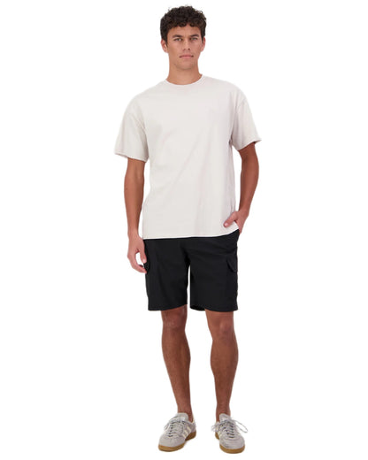 Black coloured Swanndri Mens Lawson Walk Shorts on white background #colour_black