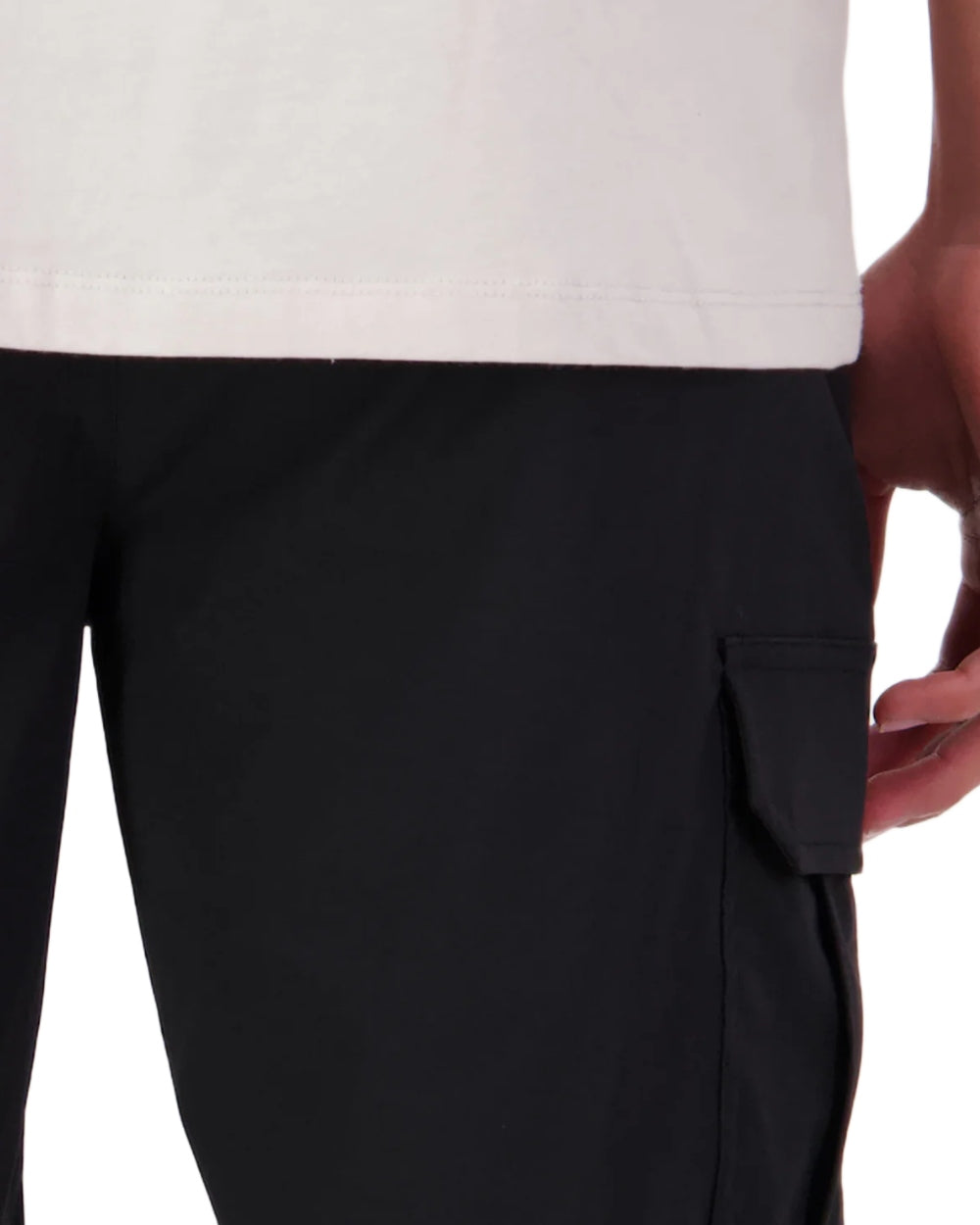 Black coloured Swanndri Mens Lawson Walk Shorts on white background #colour_black