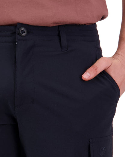 Navy Coloured Swanndri Mens Lawson Walk Shorts on white background #colour_navy