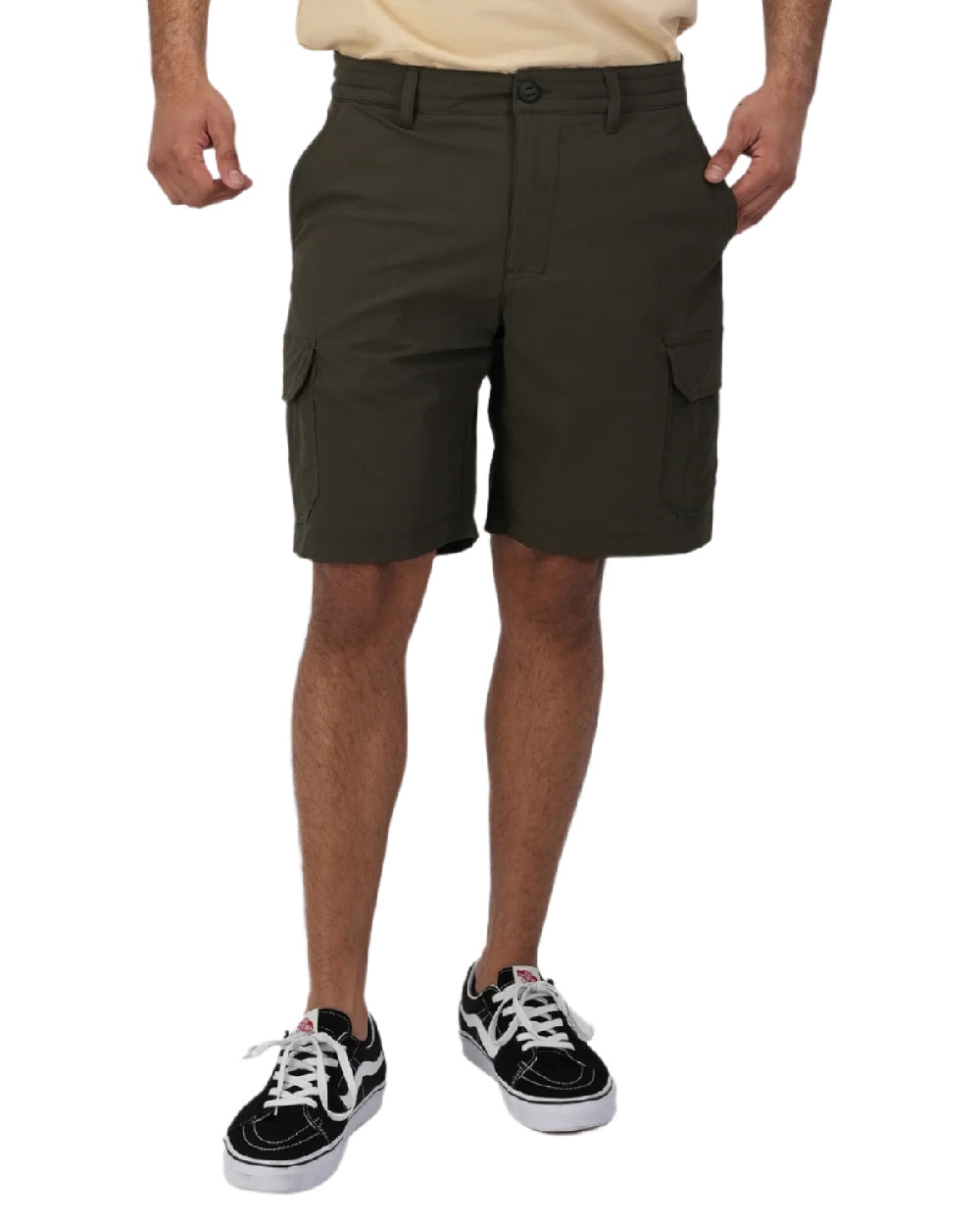 Olive Coloured Swanndri Mens Lawson Walk Shorts on white background #colour_olive