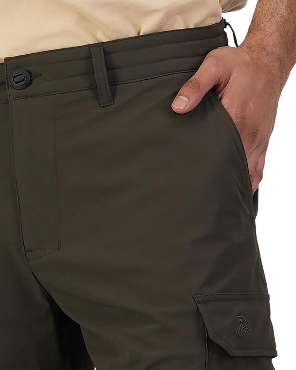 Olive Coloured Swanndri Mens Lawson Walk Shorts on white background #colour_olive