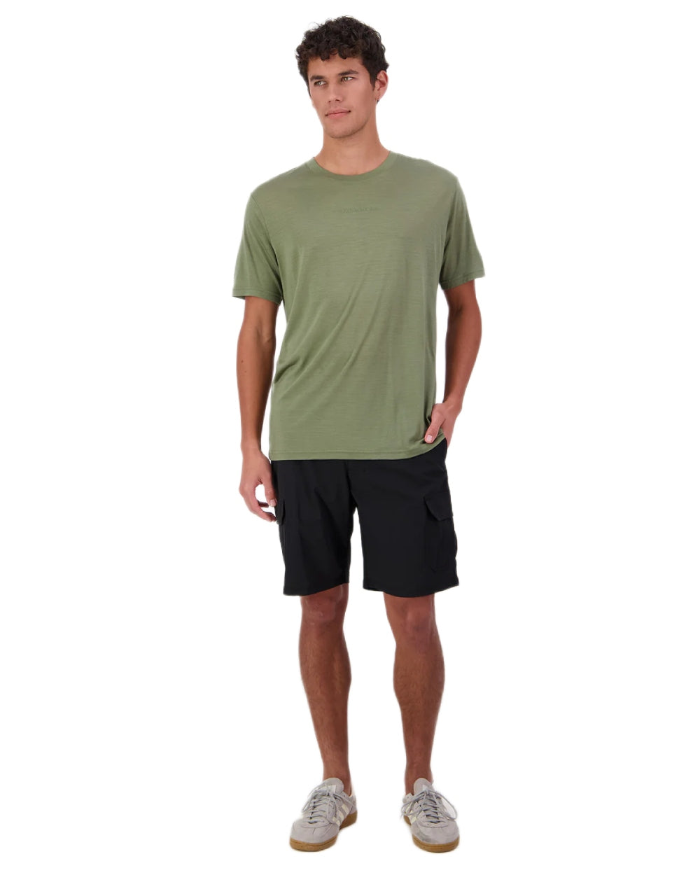 Clover Coloured Swanndri Mens Merino Fusion T-Shirt on white background #colour_clover