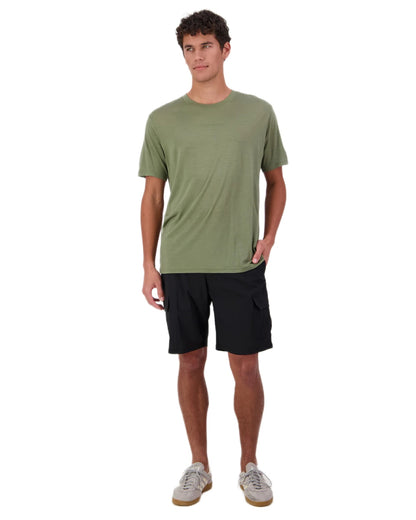 Clover Coloured Swanndri Mens Merino Fusion T-Shirt on white background #colour_clover