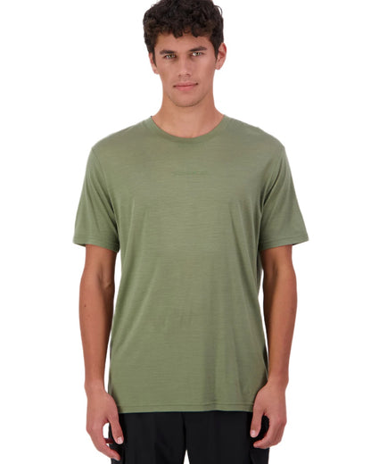 Clover Coloured Swanndri Mens Merino Fusion T-Shirt on white background #colour_clover