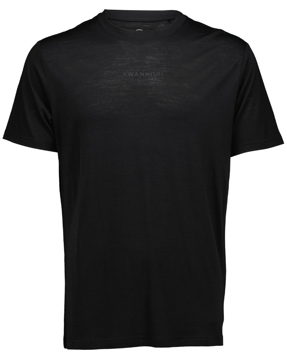Black Coloured Swanndri Mens Merino Fusion T-Shirt on white background #colour_black